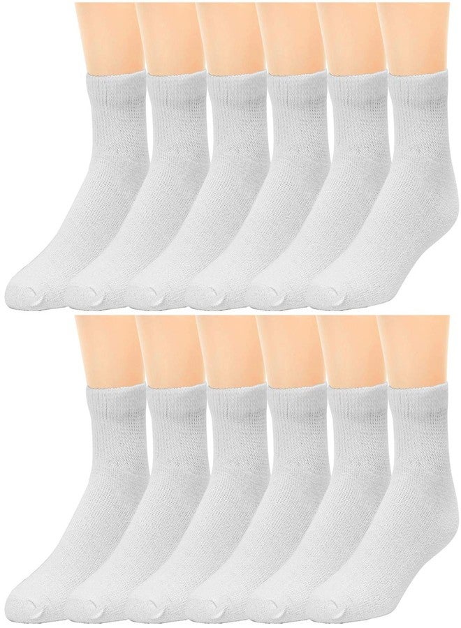 Falari 12-Pack Diabetic Socks Quarter Ankle Physicians Approved Socks Mens Womens Non-Binding Loose Fit Socks (13-15, White) - Image 3